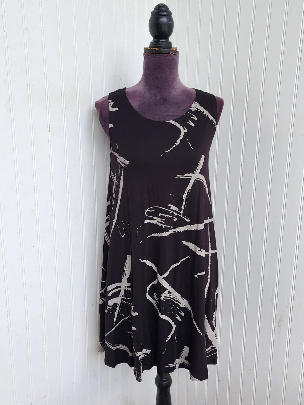Kozan Strike Dakota Tunic Dress Women Sleeveless Artsy Stretch Mini Black Tan XS